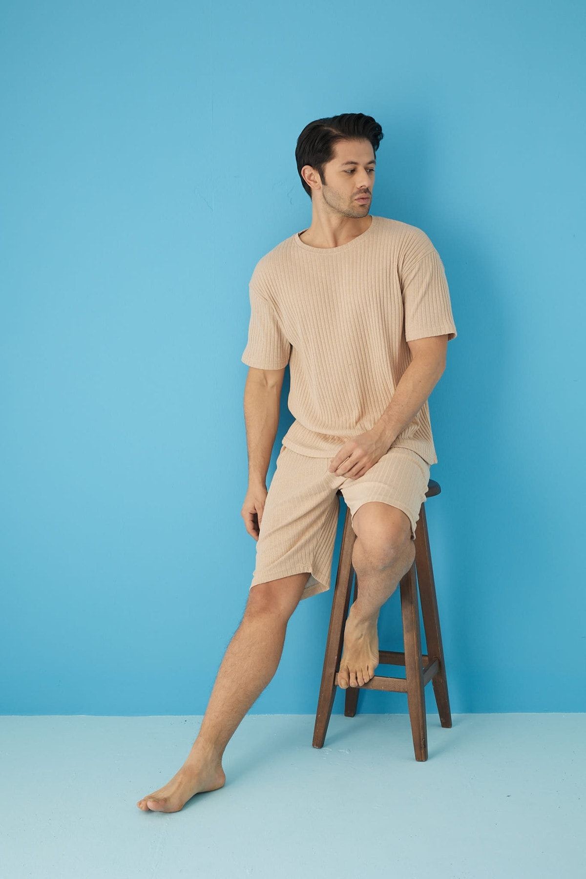 Fitilli Oversize Erkek Kapri Takımı