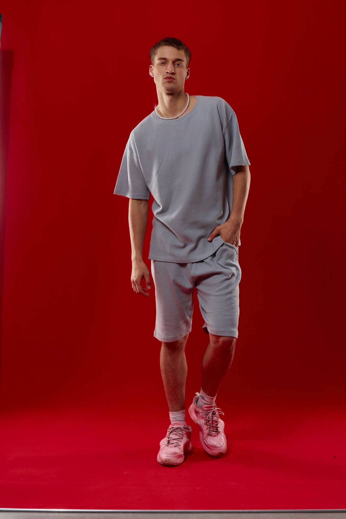 %100 Pamuk Waffle Oversize Spor Takım