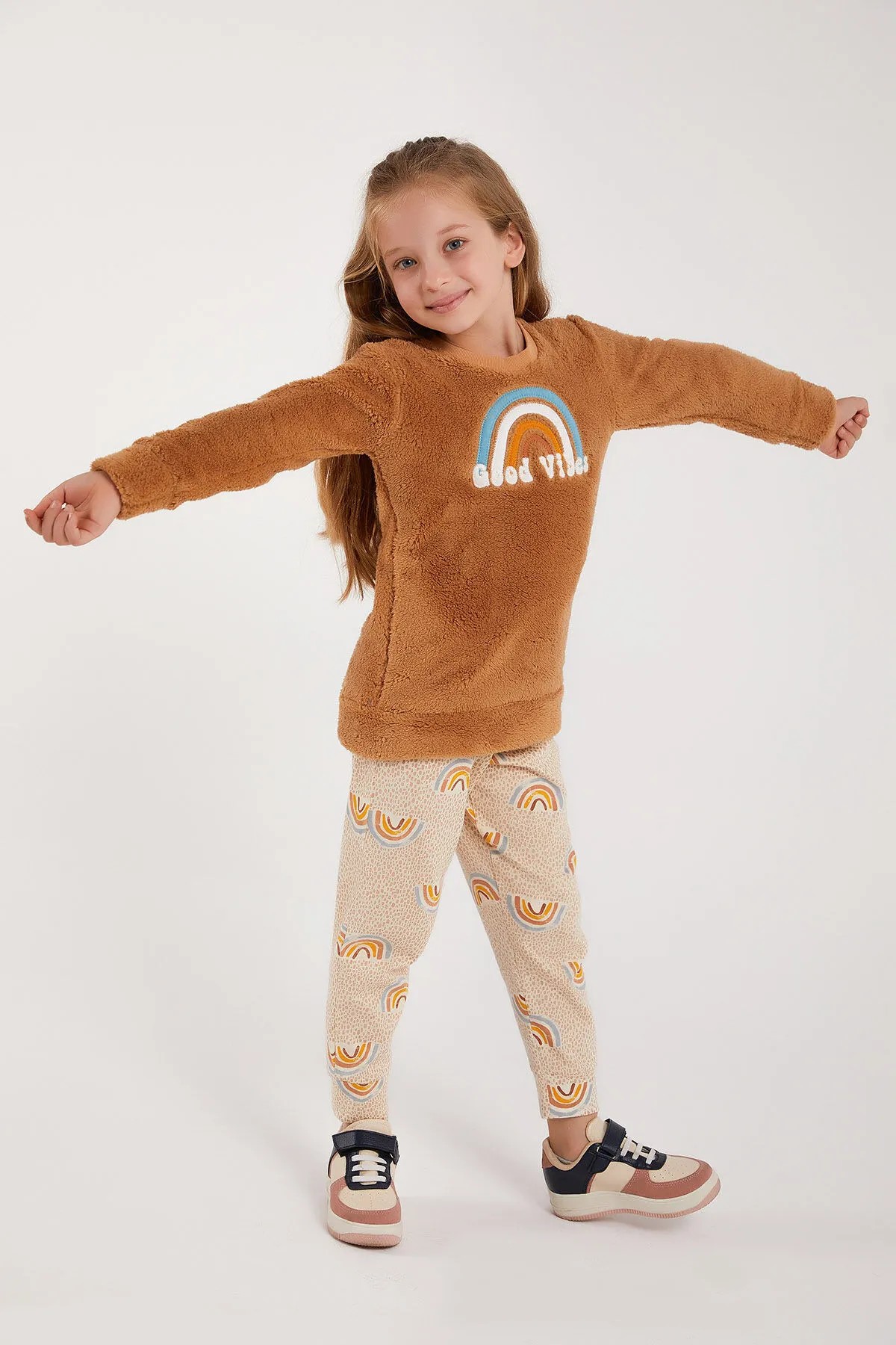 Polar Bear Camel Kız Çocuk Uzun Kol Pijama Takım
