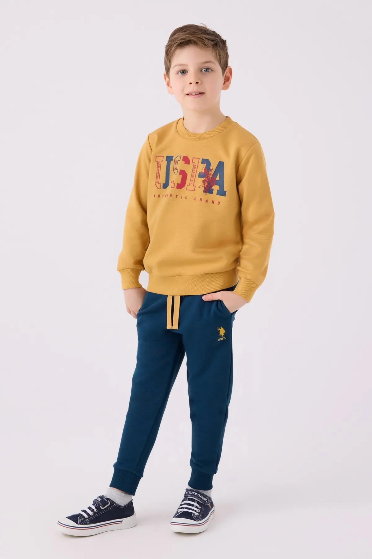 U.S. Polo Assn. 1905 Erkek Çocuk Pijama Takımı Hardal