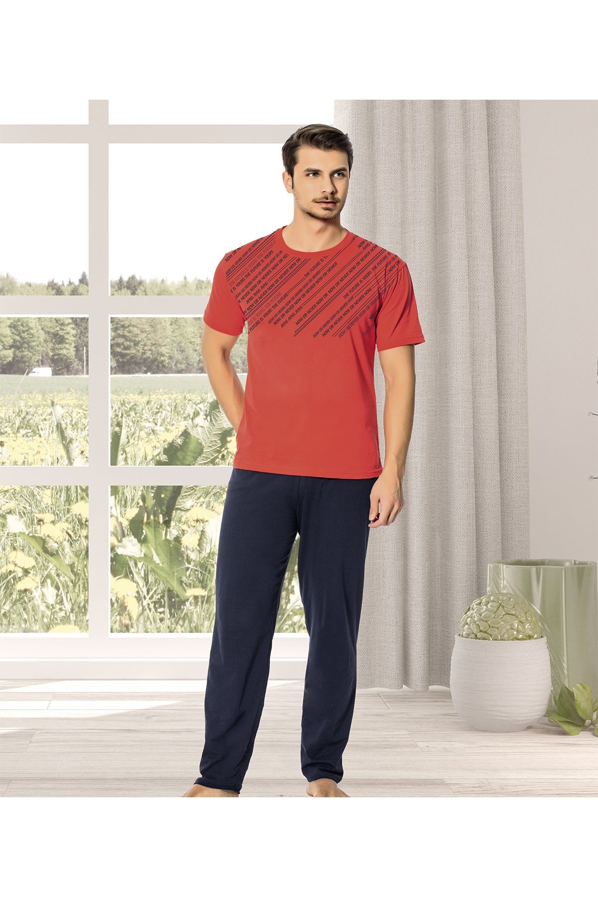 Süprem Çeyizlik Kırmızı 3'lü Erkek Pijama Takımı