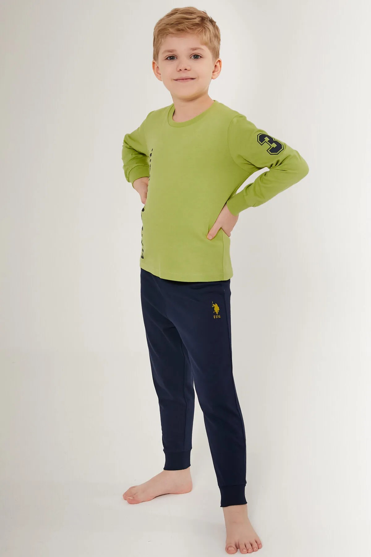 U.S. Polo Assn. Yeşil Erkek Çocuk Pijama Takımı