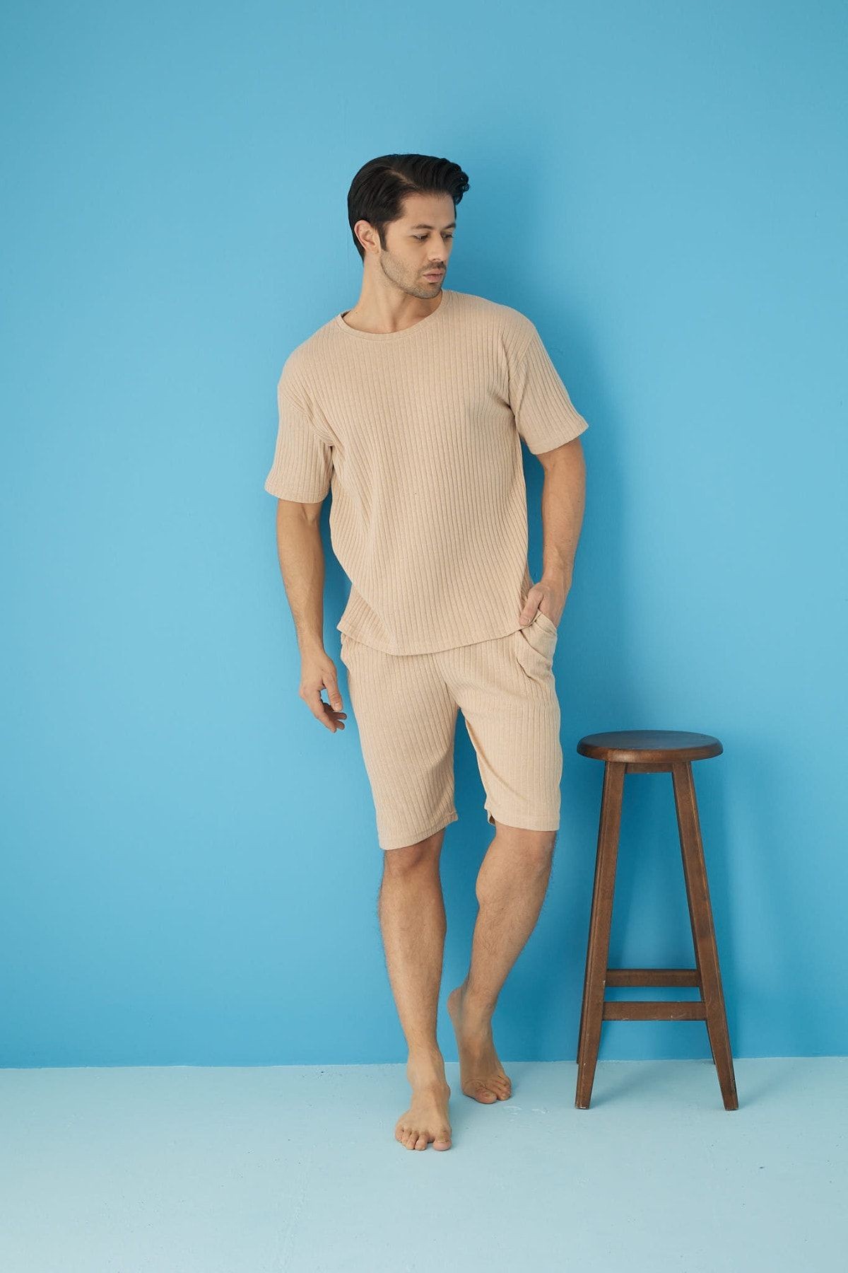 Fitilli Oversize Erkek Kapri Takımı