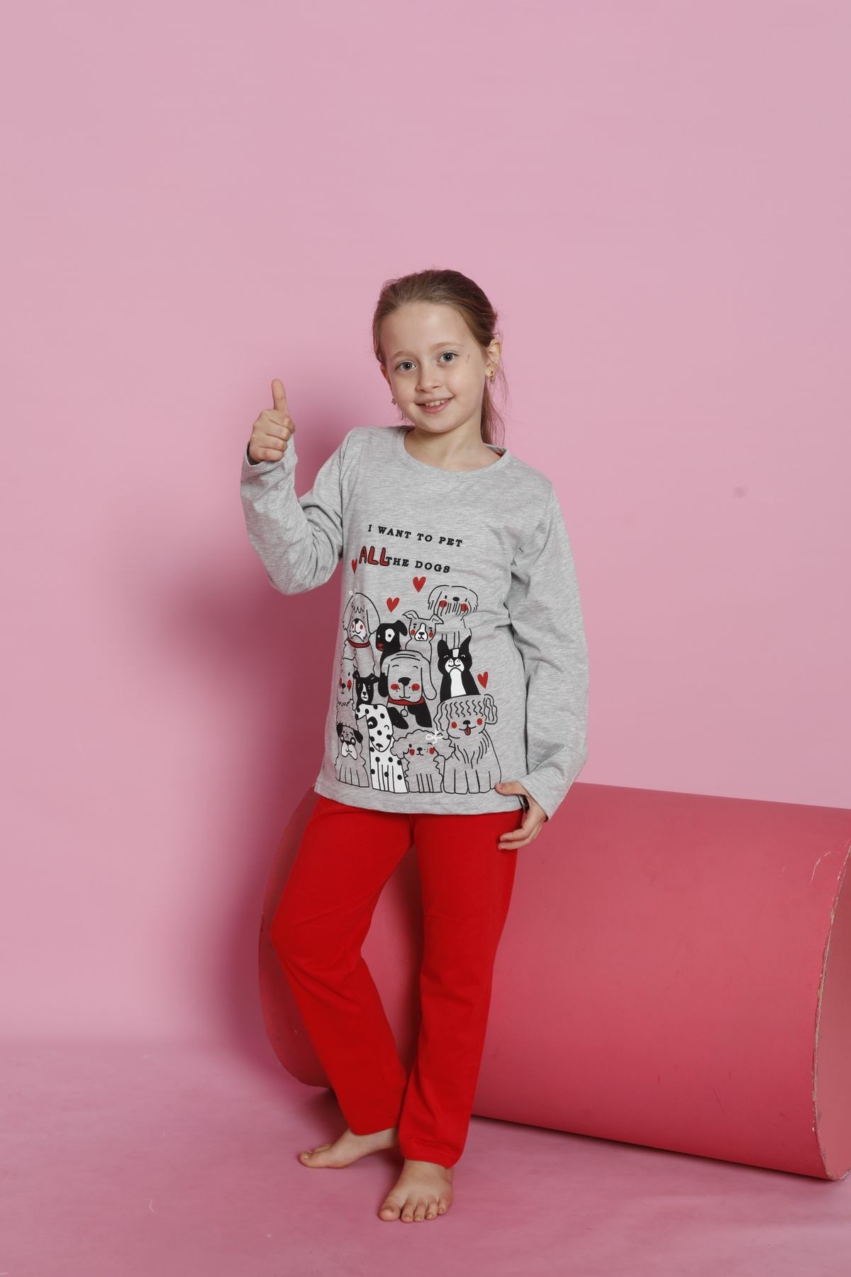Penye Mevsimlik Uzun Kollu Kız Çocuk Pijama Takımı