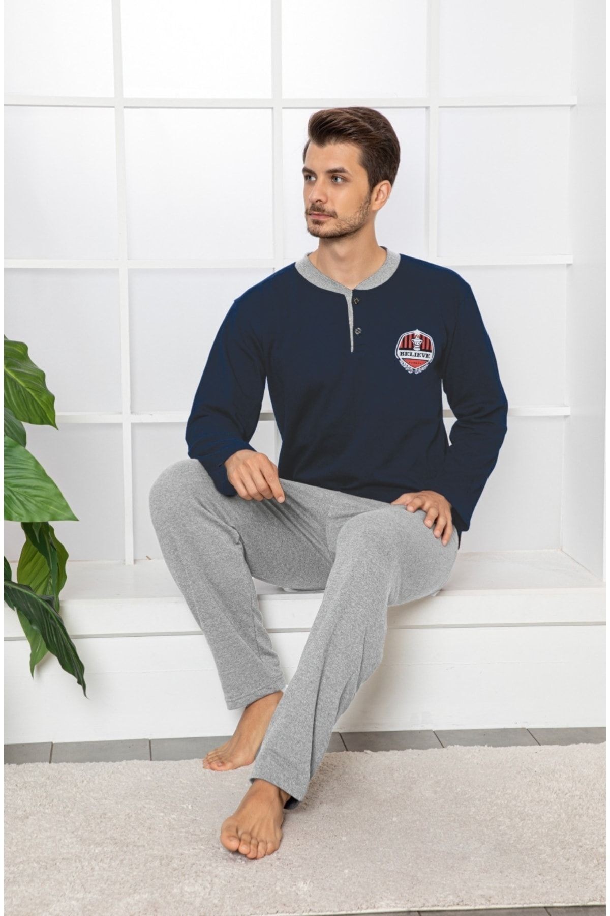 Iki Iplik (kalın) Uzun Kollu Pijama Takımı