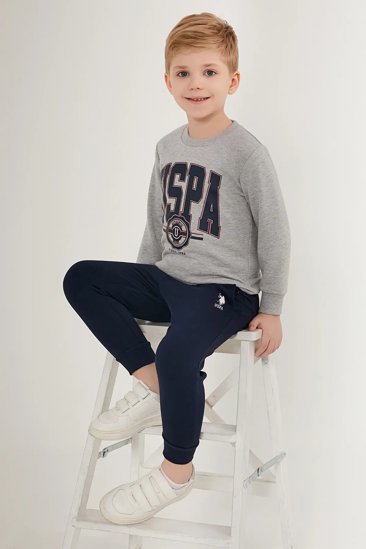U.S. Polo Assn. Erkek Çocuk Gri Melanj Pijama Takımı 50285646-vr086