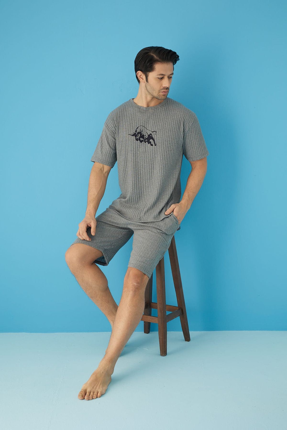 Fitilli Oversize Erkek Kapri Takımı