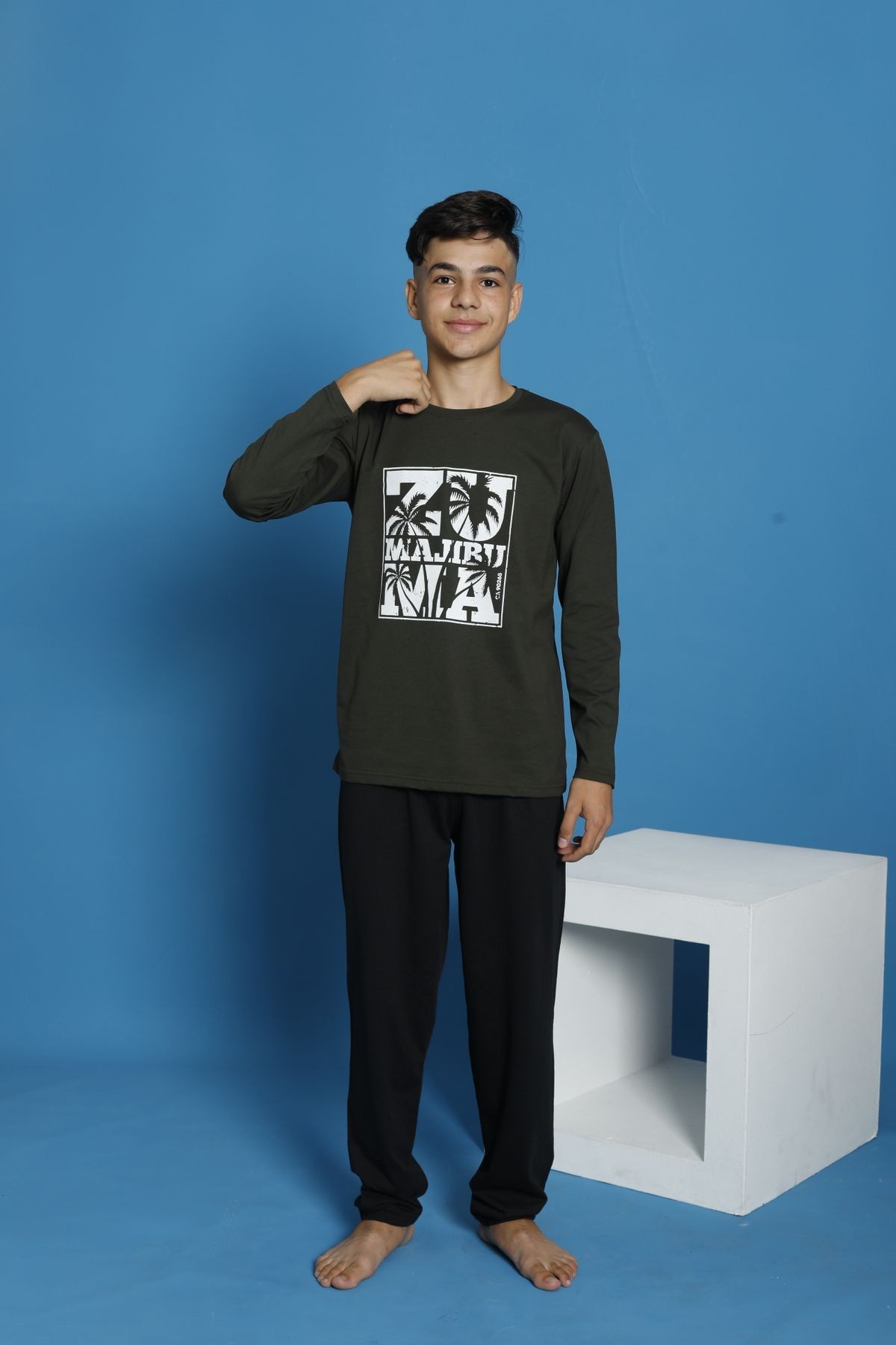 Penye Mevsimlik Uzun Kollu Garson (Genç) Pijama Takımı