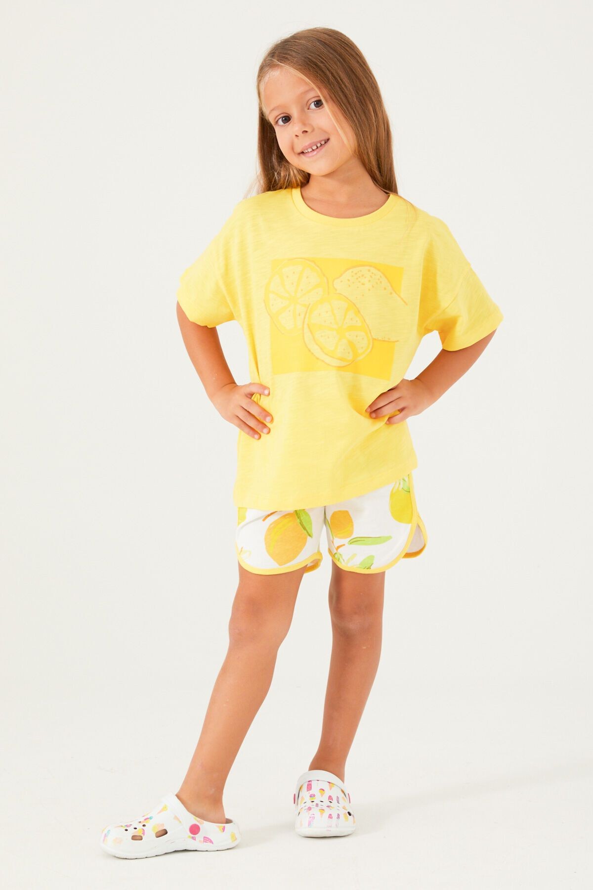 Rolypoly Rolypoly Fruit Pattern Kız Çocuk Kız Garson Şort Takım