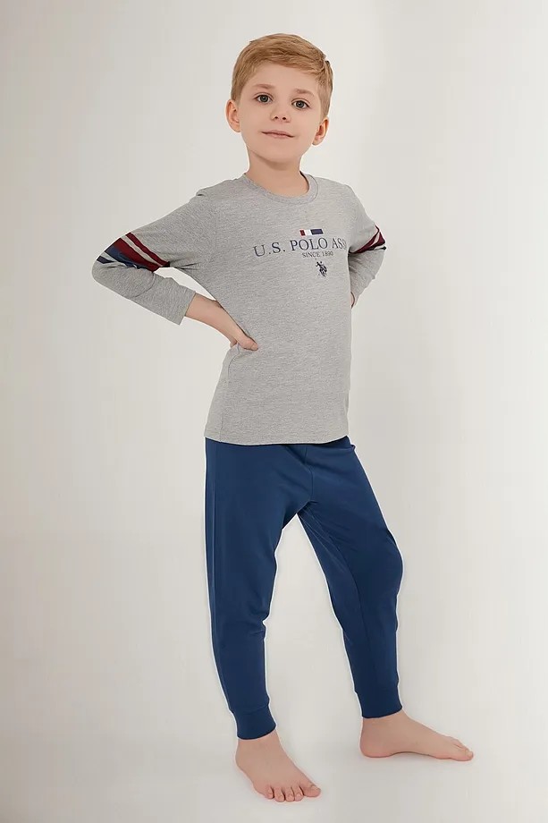 U.S. Polo Assn. Erkek Çocuk Uzun Kol Pijama Takım Gri