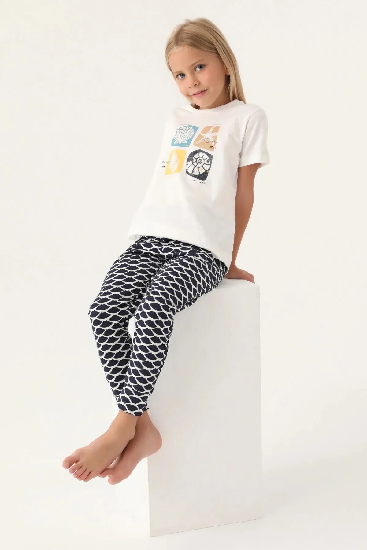 Kız Çocuk Beyaz Pijama Takımı
