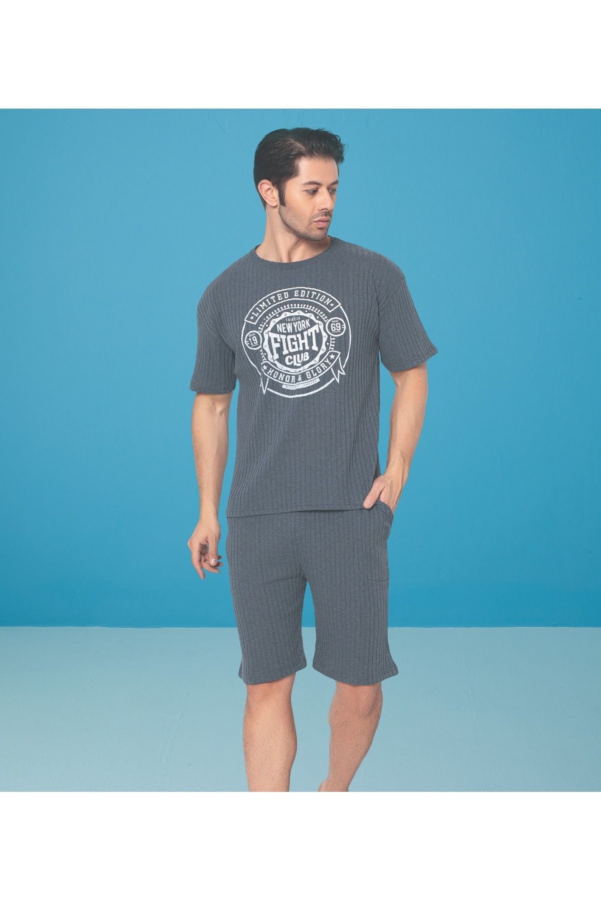 Fitilli Oversize Erkek Kapri Takımı