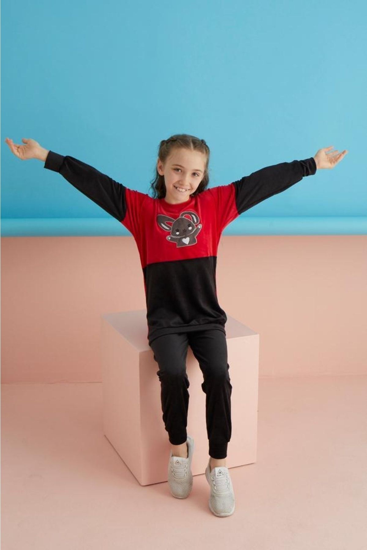 Ponki Kadife Çocuk Pijama Takımı