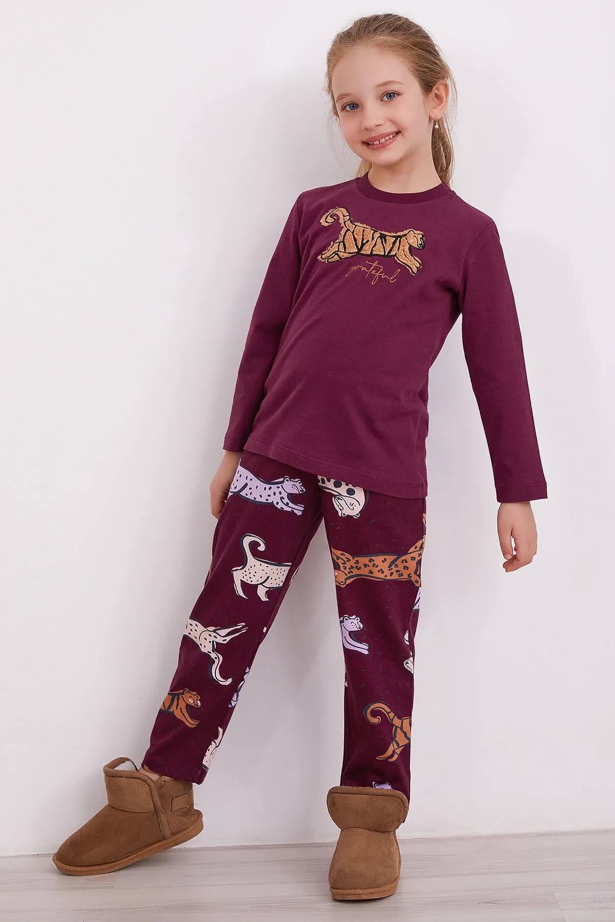  Grateful Mor Kız Çocuk Uzun Kol Pijama Takım - Arnetta