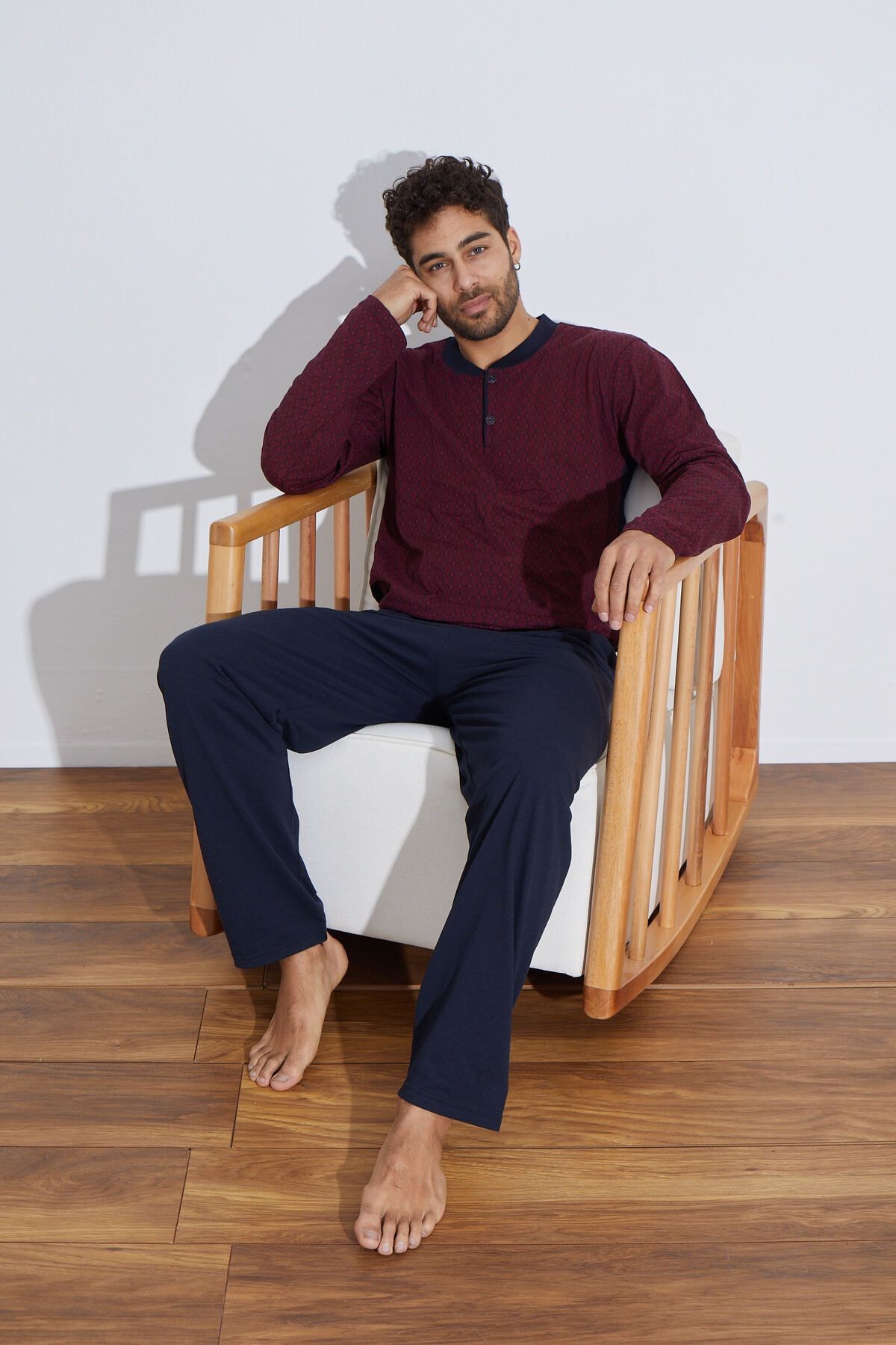 Penye Süprem(İnce) Jakarlı Uzun Kollu Erkek Pijama Takımı