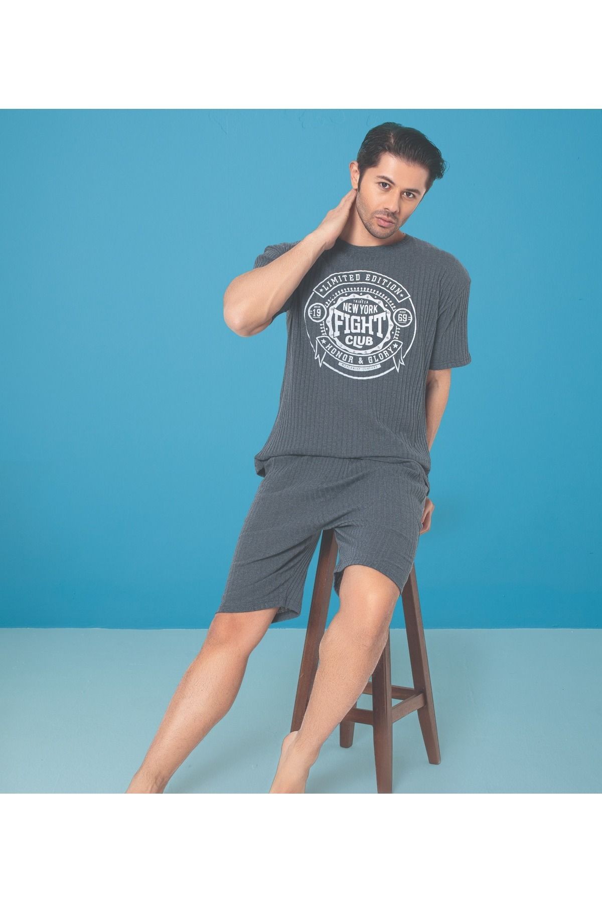 Fitilli Oversize Erkek Kapri Takımı