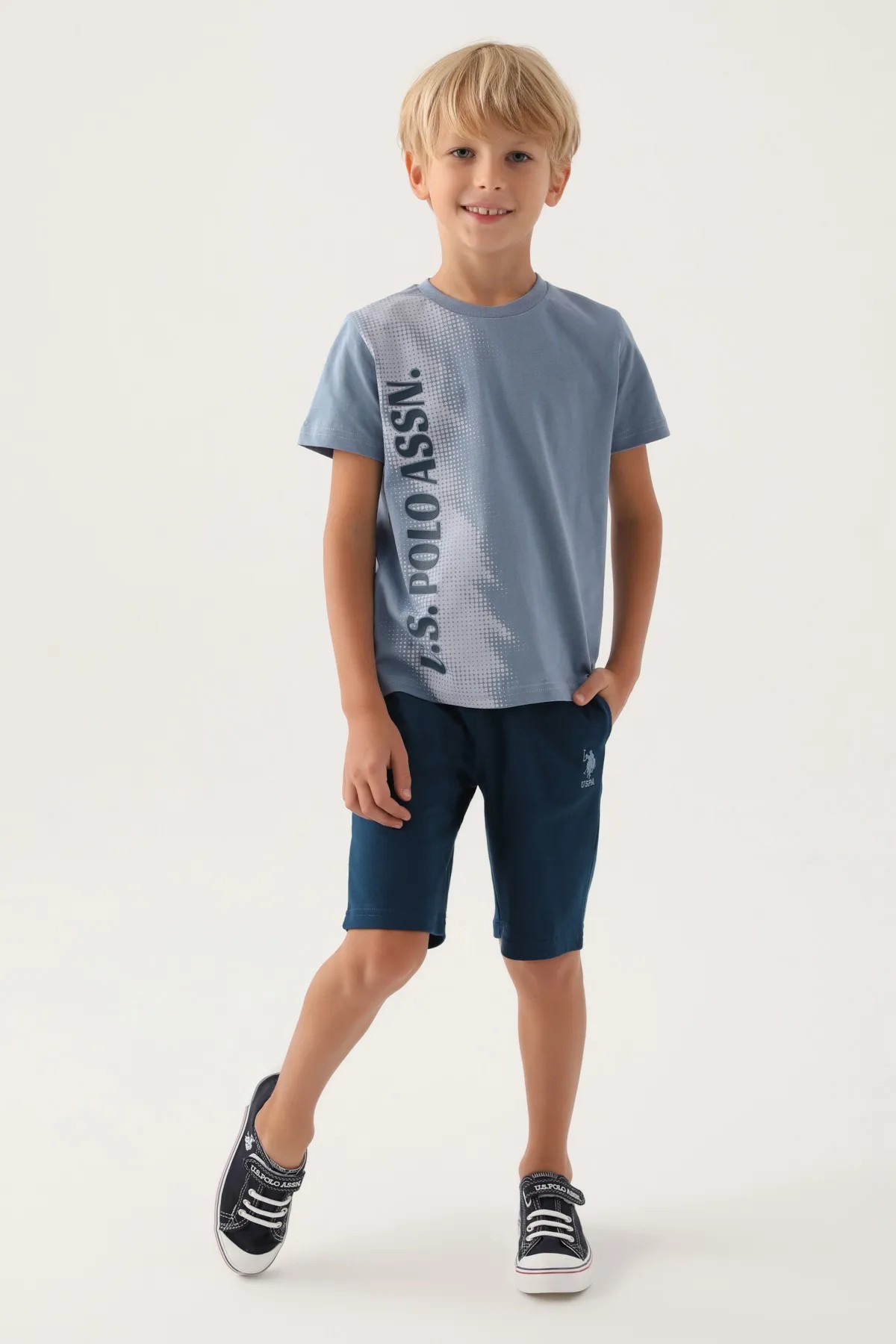U.S. Polo Assn. Plain Written Erkek Çocuk İkili Takım Gece Mavisi