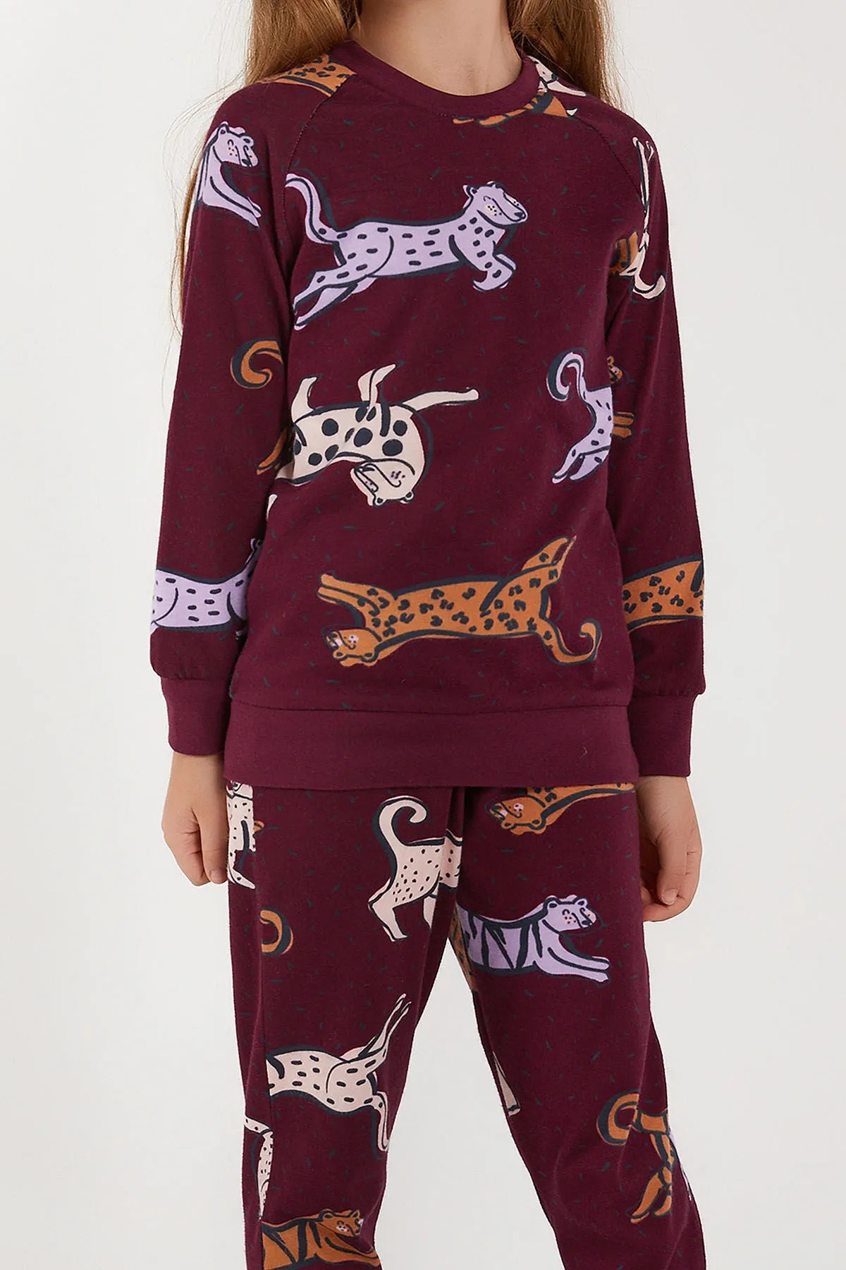 Tiger Mor Kız Çocuk Uzun Kol Pijama Takım