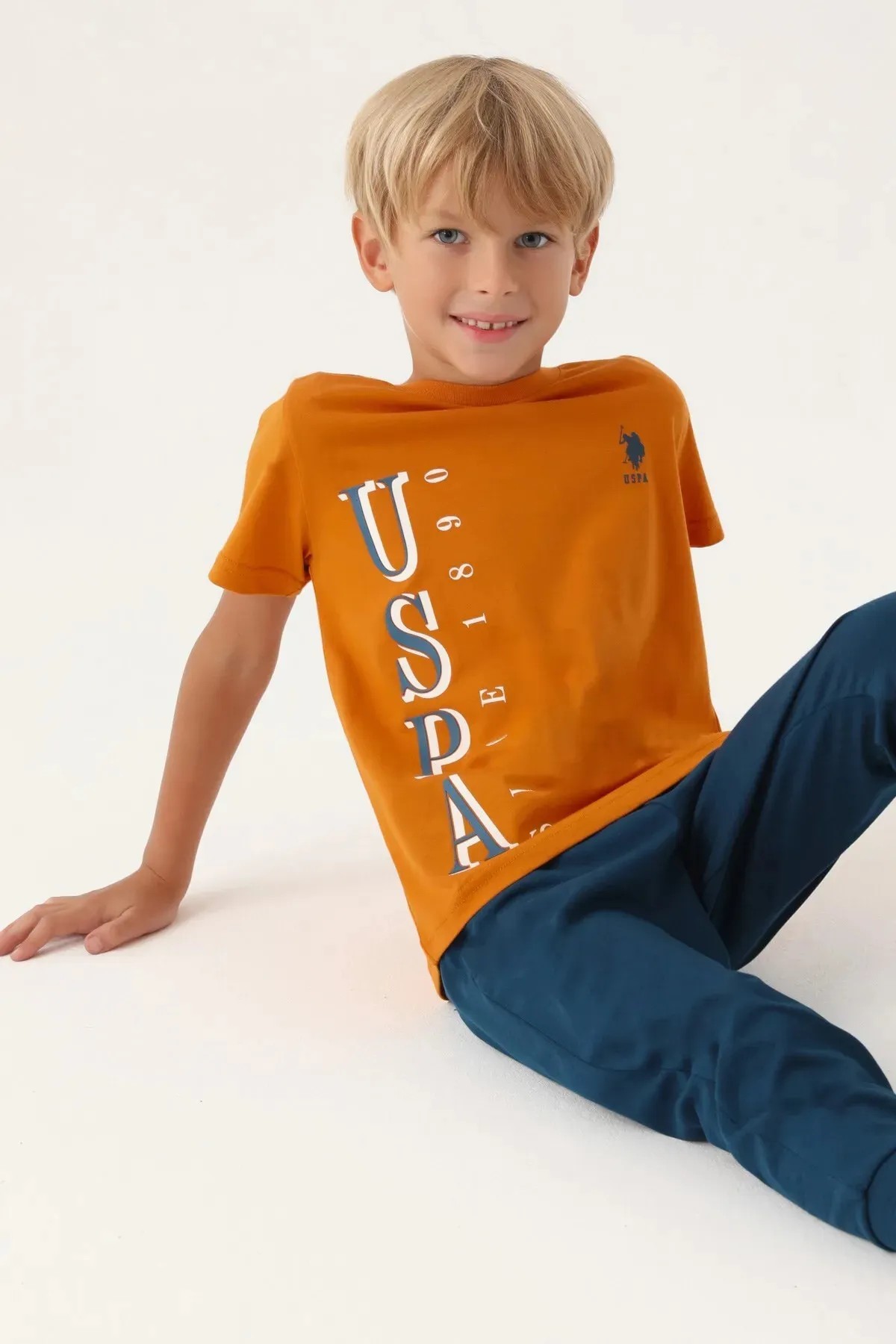 U.S. Polo Assn. Kids Erkek Çocuk Kısa Kollu Pijama Takım Turuncu