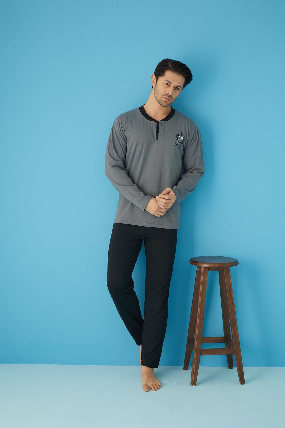 Süprem (İnce) Uzun Kol Erkek Pijama Takımı