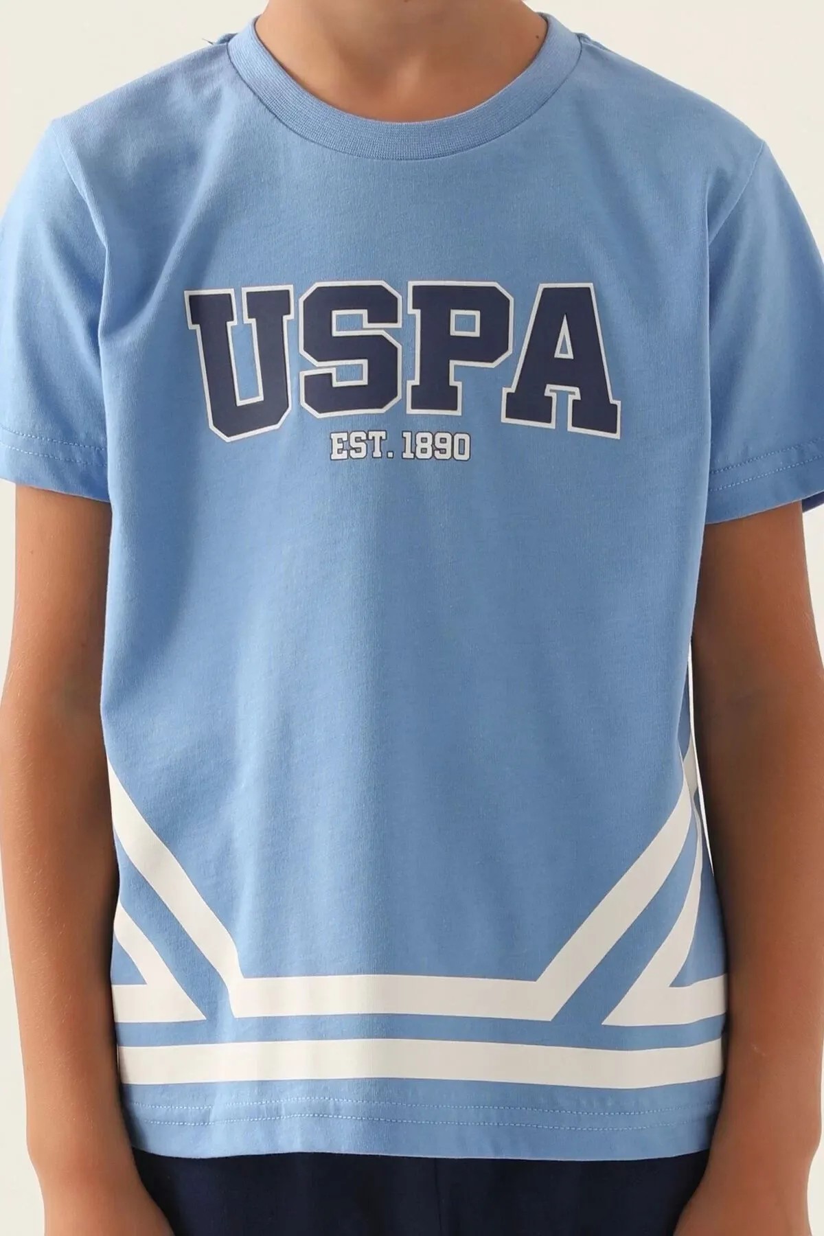 U.S. Polo Assn. Erkek Çocuk USPA Baskılı T-shirt-Şort Takım Mavi