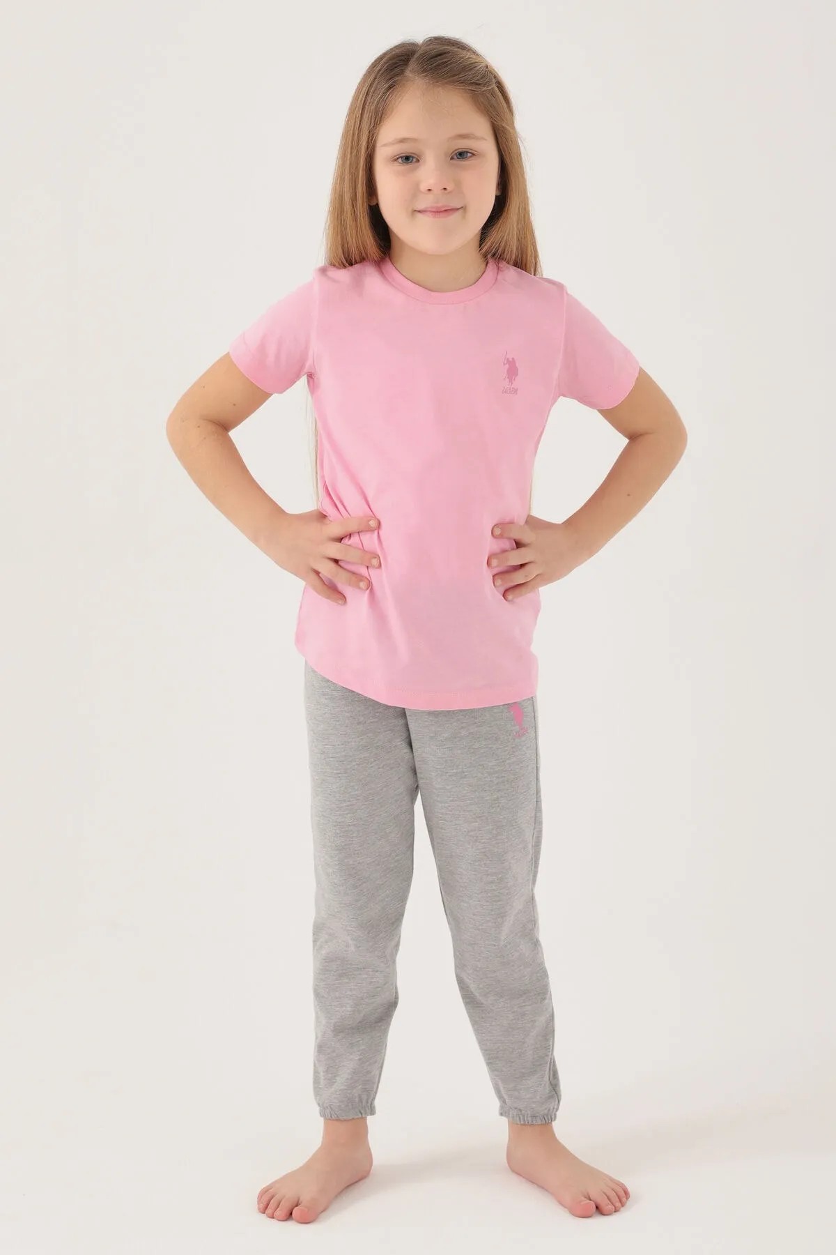 U.S. Polo Assn. Pembe Kız Çocuk Kısa Kol Pijama Takımı