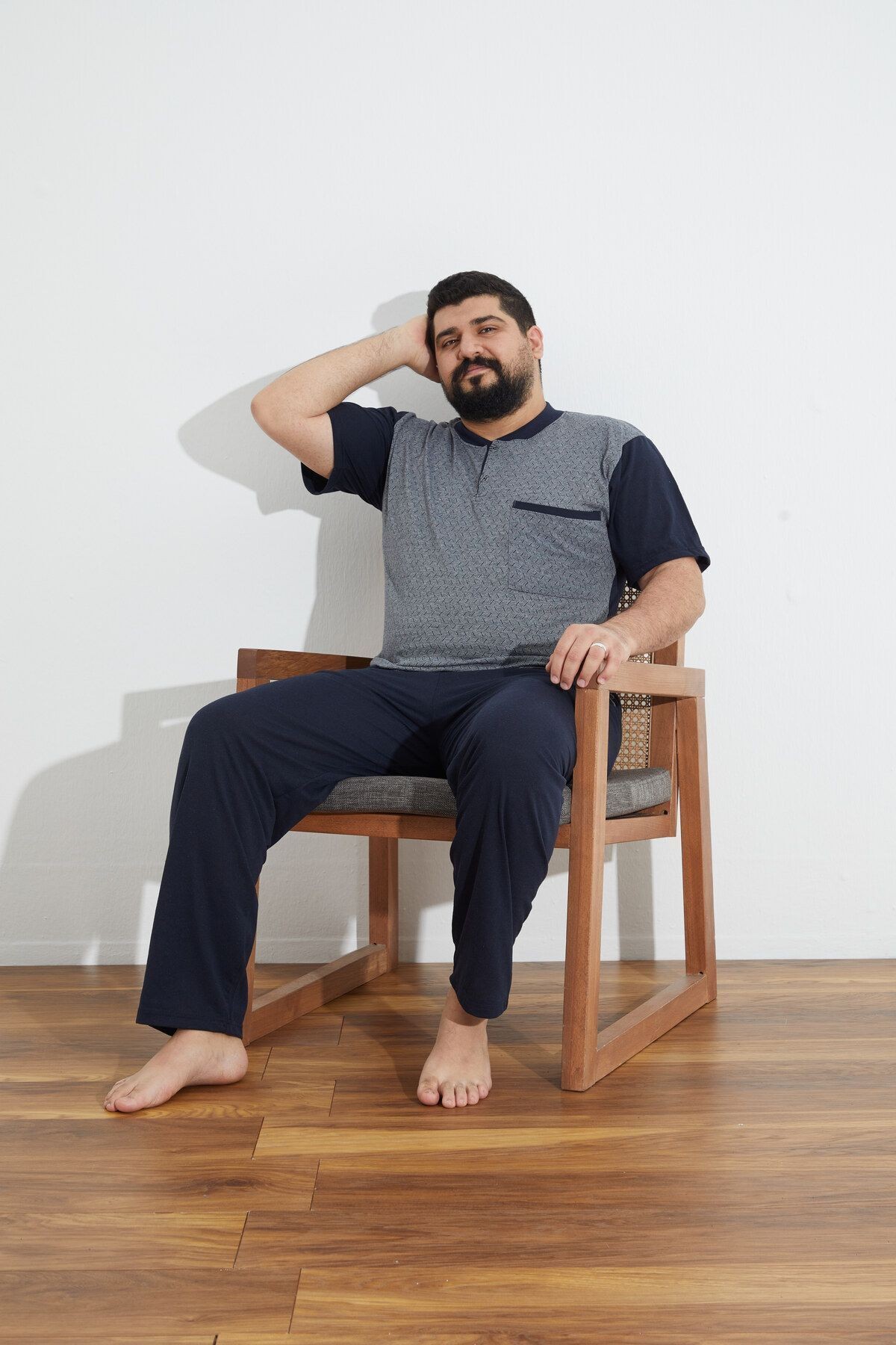 Penye Süprem(İnce) Jakarlı Battal Büyük Beden Yazlık Pijama Takımı