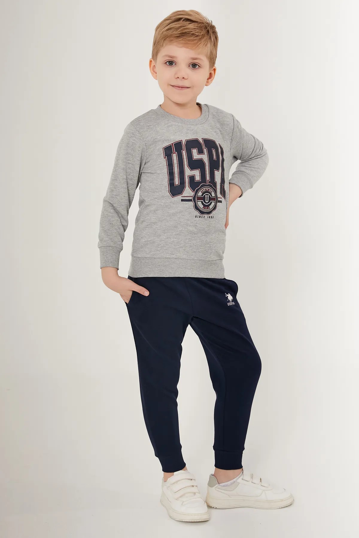U.S. Polo Assn. Erkek Çocuk Gri Melanj Pijama Takımı 50285646-vr086