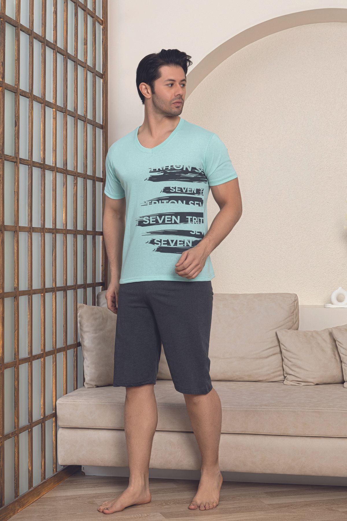 Penye (Süprem) Erkek Kapri Pijama Takımı