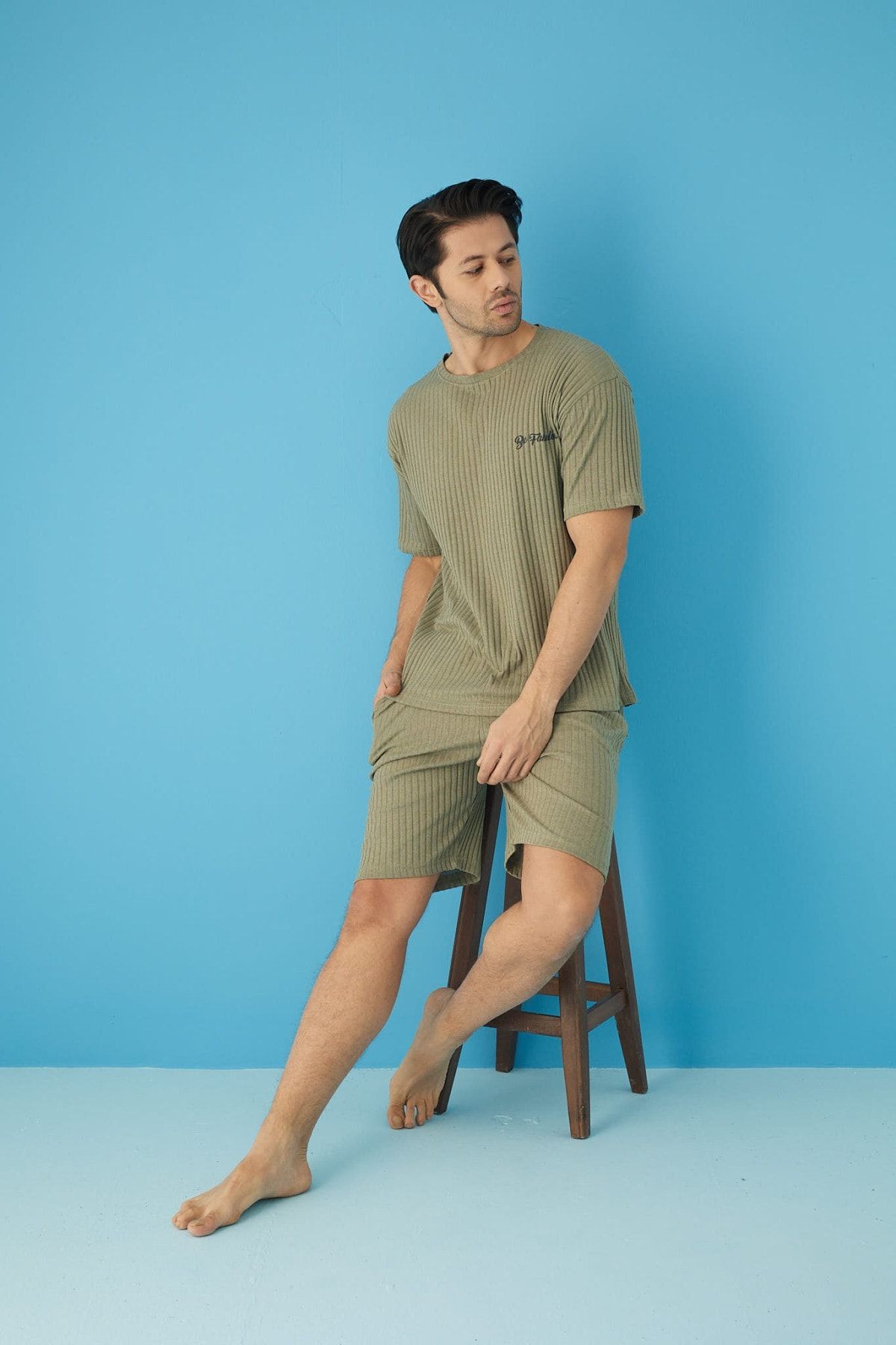 Fitilli Oversize Erkek Kapri Takımı