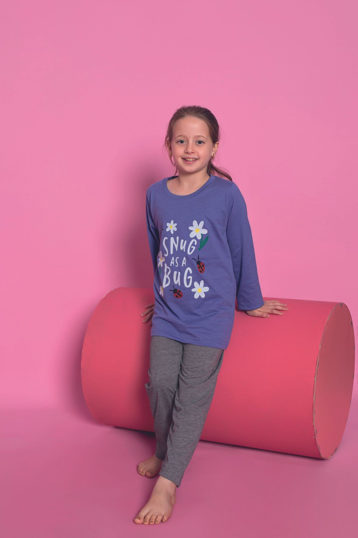 Penye Mevsimlik Uzun Kollu Kız Çocuk Pijama Takımı