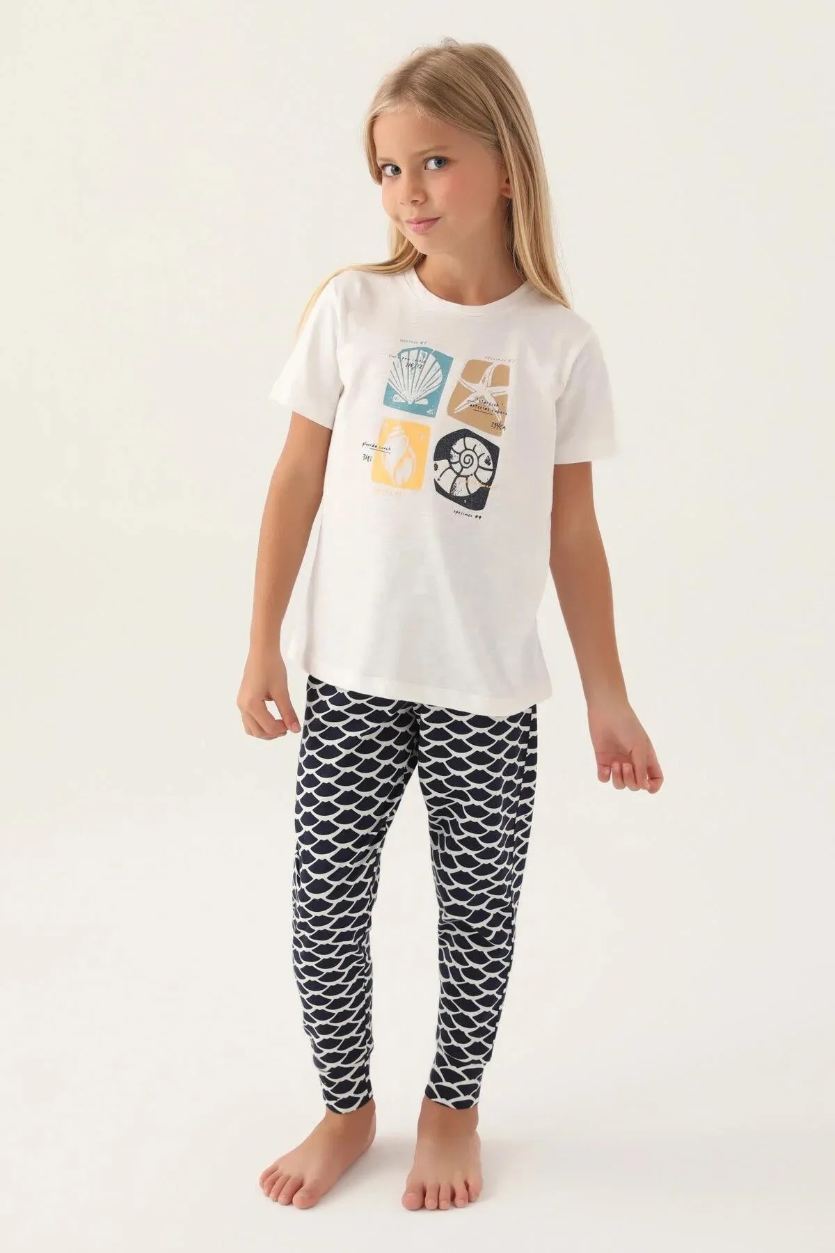 Kız Çocuk Beyaz Pijama Takımı