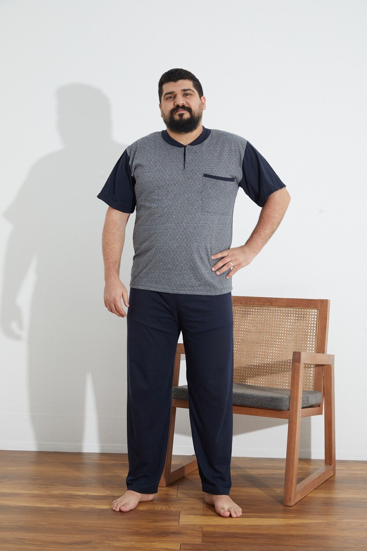 Penye Süprem(İnce) Jakarlı Battal Büyük Beden Yazlık Pijama Takımı