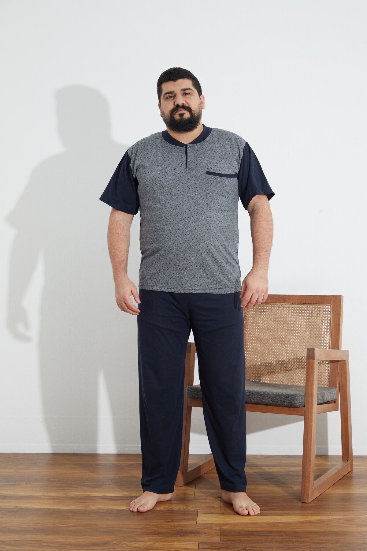 Penye Süprem(İnce) Jakarlı Battal Büyük Beden Yazlık Pijama Takımı