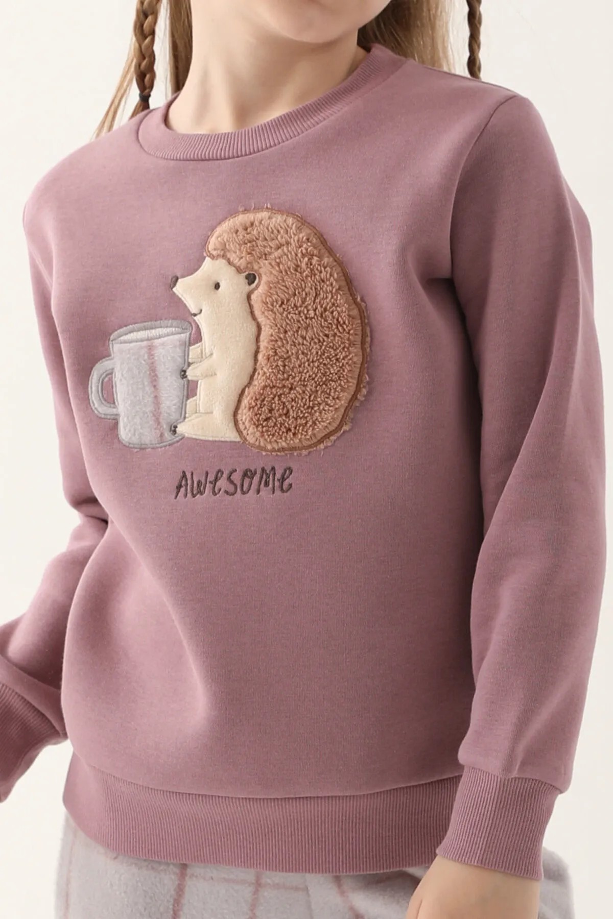  Awesome Hedgehog Mor Kız Çocuk Uzun Kol Pijama Takım