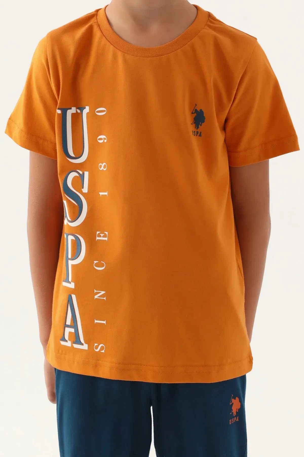 U.S. Polo Assn. Kids Erkek Çocuk Kısa Kollu Pijama Takım Turuncu
