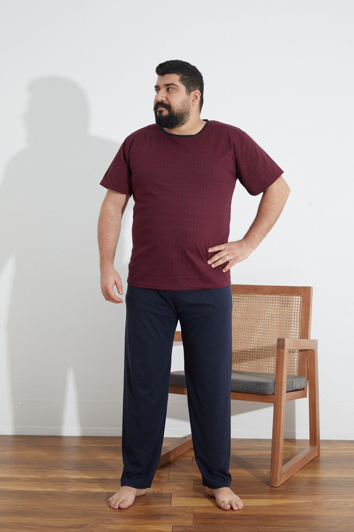 Penye Süprem(İNCE) Jakarlı Battal Büyük Beden Yazlık Pijama Takımı