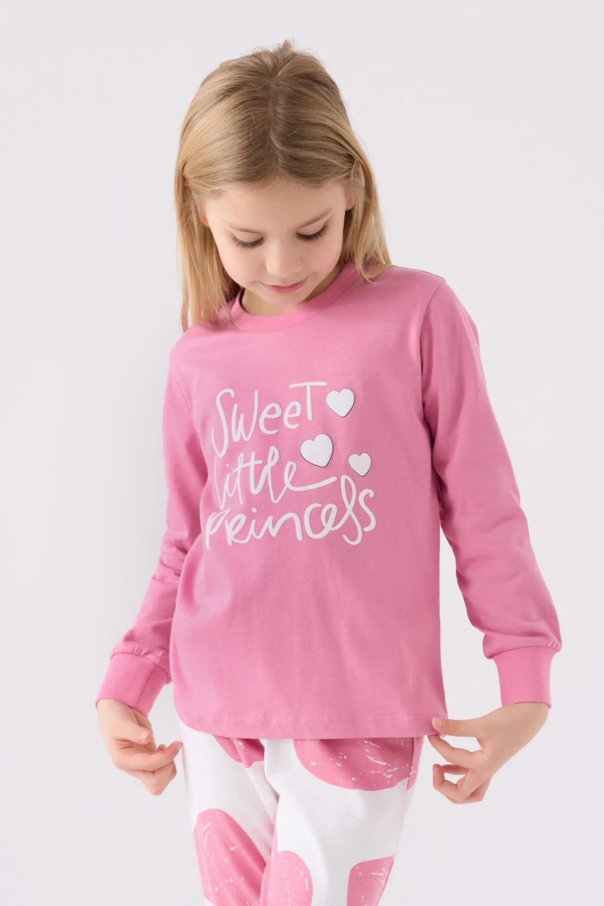 Kız Çocuk Pembe Uzun Kol Pijama Takım - RolyPoly