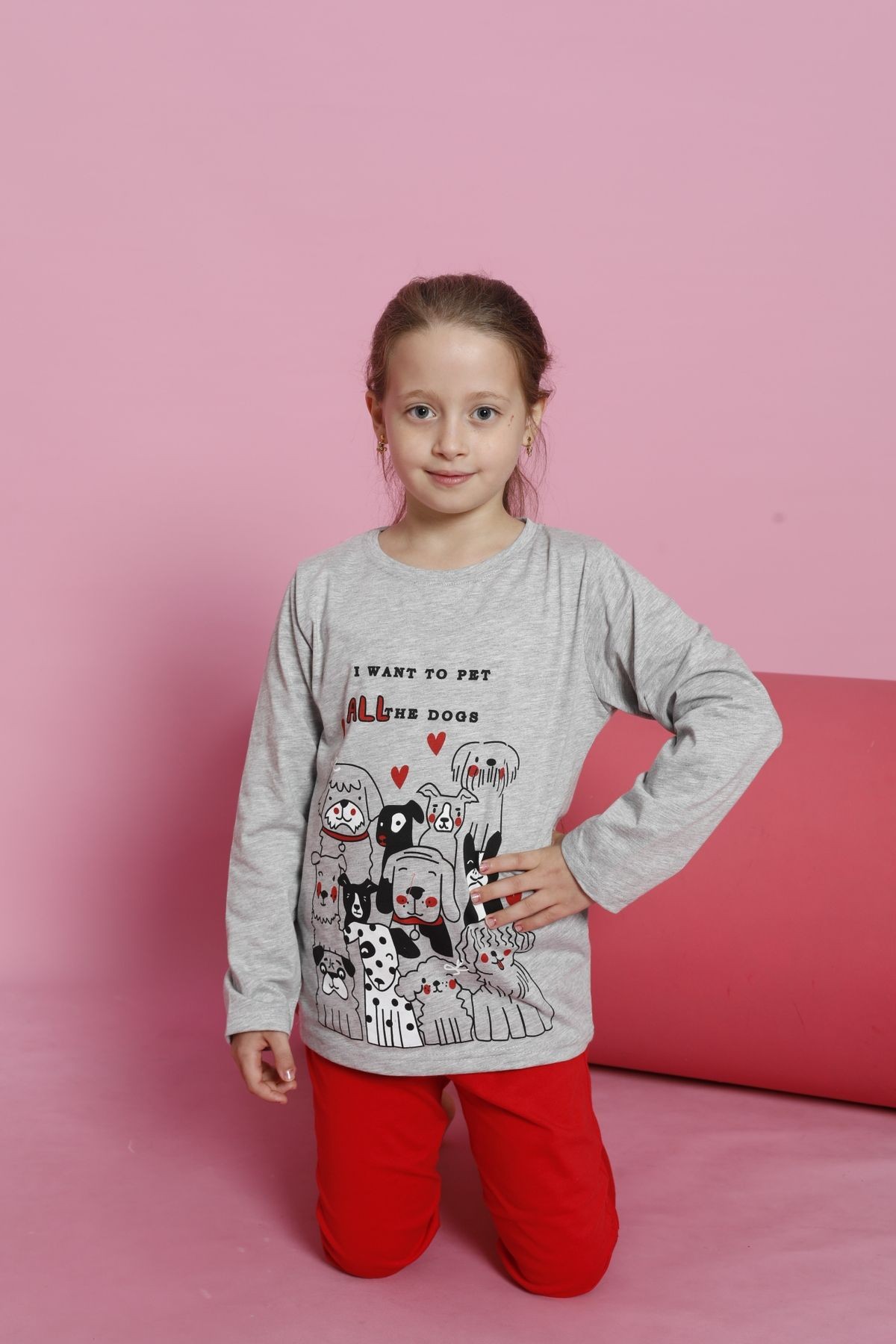 Penye Mevsimlik Uzun Kollu Kız Çocuk Pijama Takımı