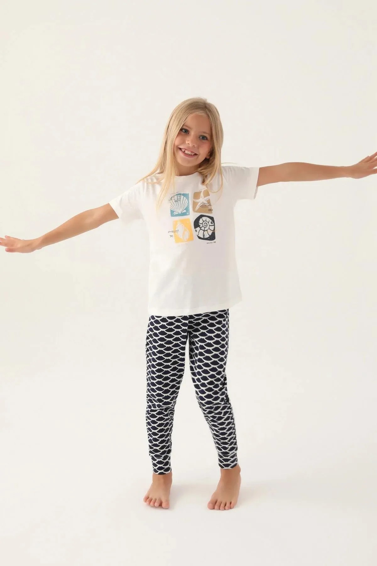 Kız Çocuk Beyaz Pijama Takımı