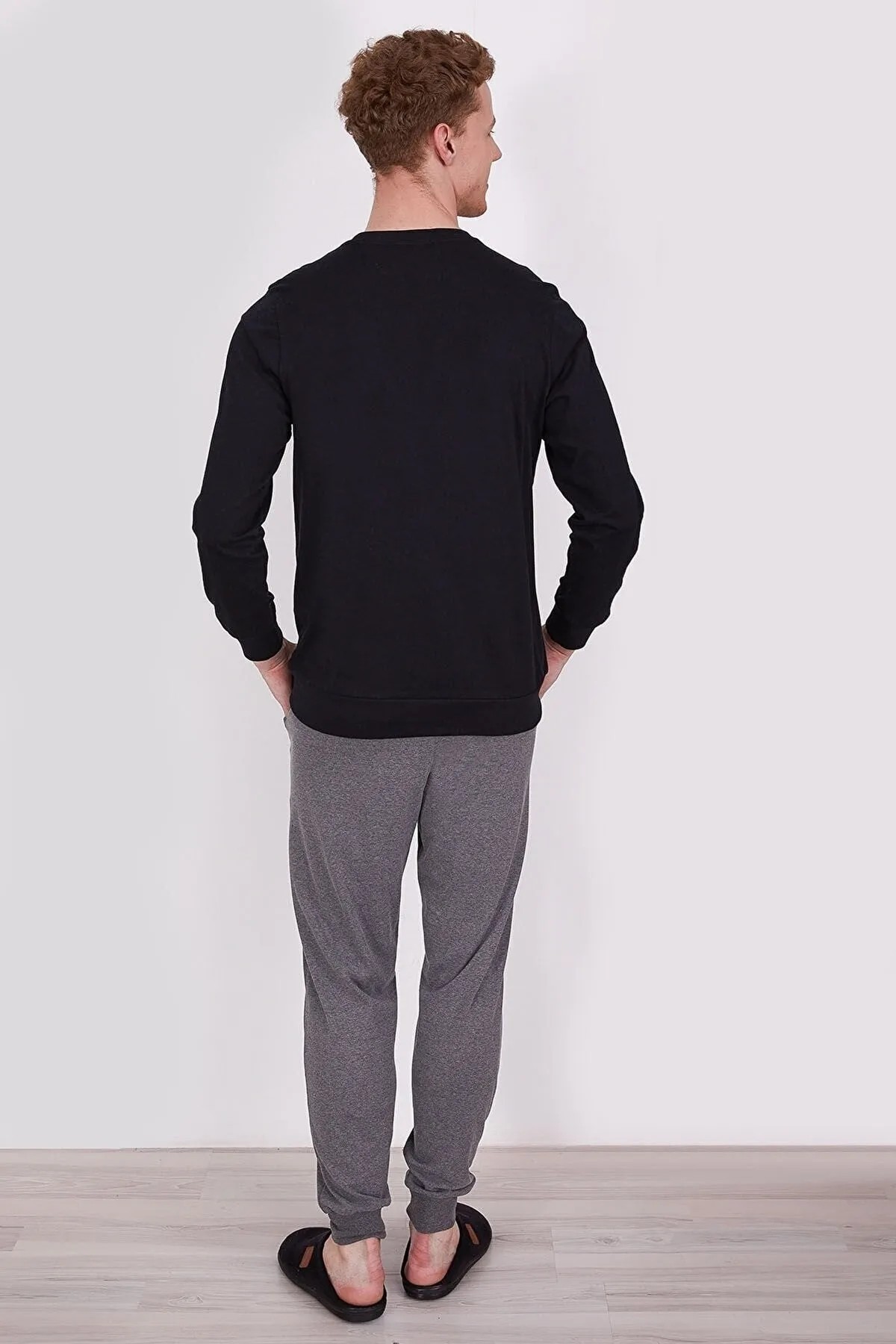 Shaped Siyah Erkek Uzun Kol Pijama Takım
