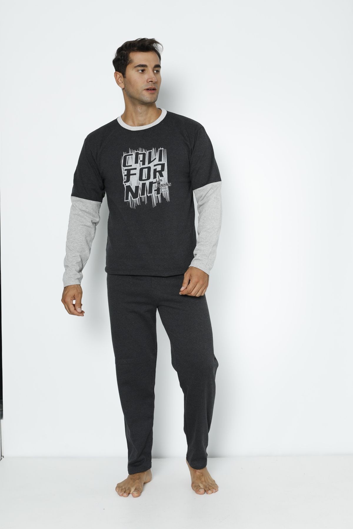 İki İplik (Kalın) Uzun Kollu Erkek Pijama takımı