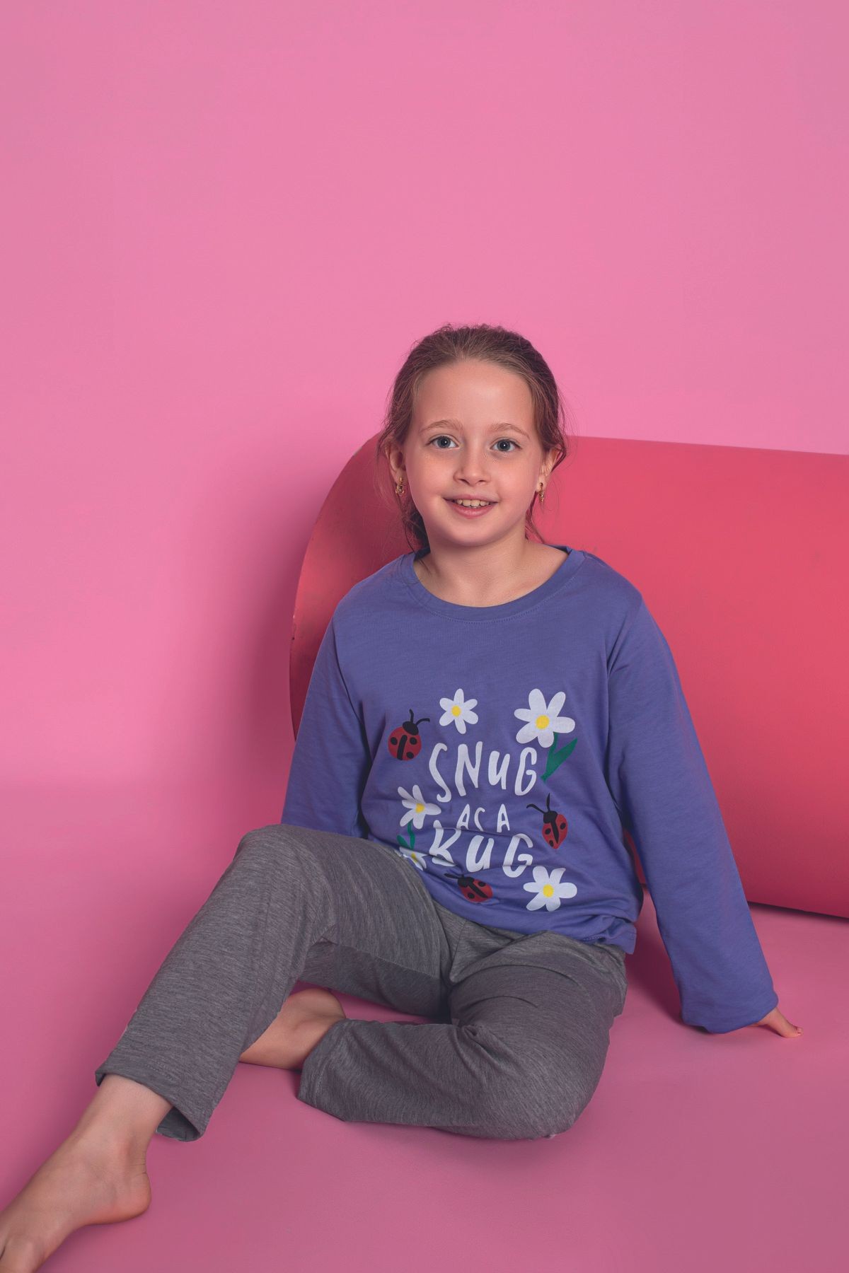 Penye Mevsimlik Uzun Kollu Kız Çocuk Pijama Takımı