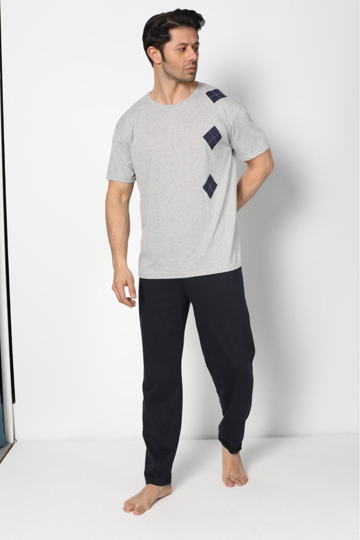 Penye (süprem) Yazlık Erkek Pijama Takımı - gri
