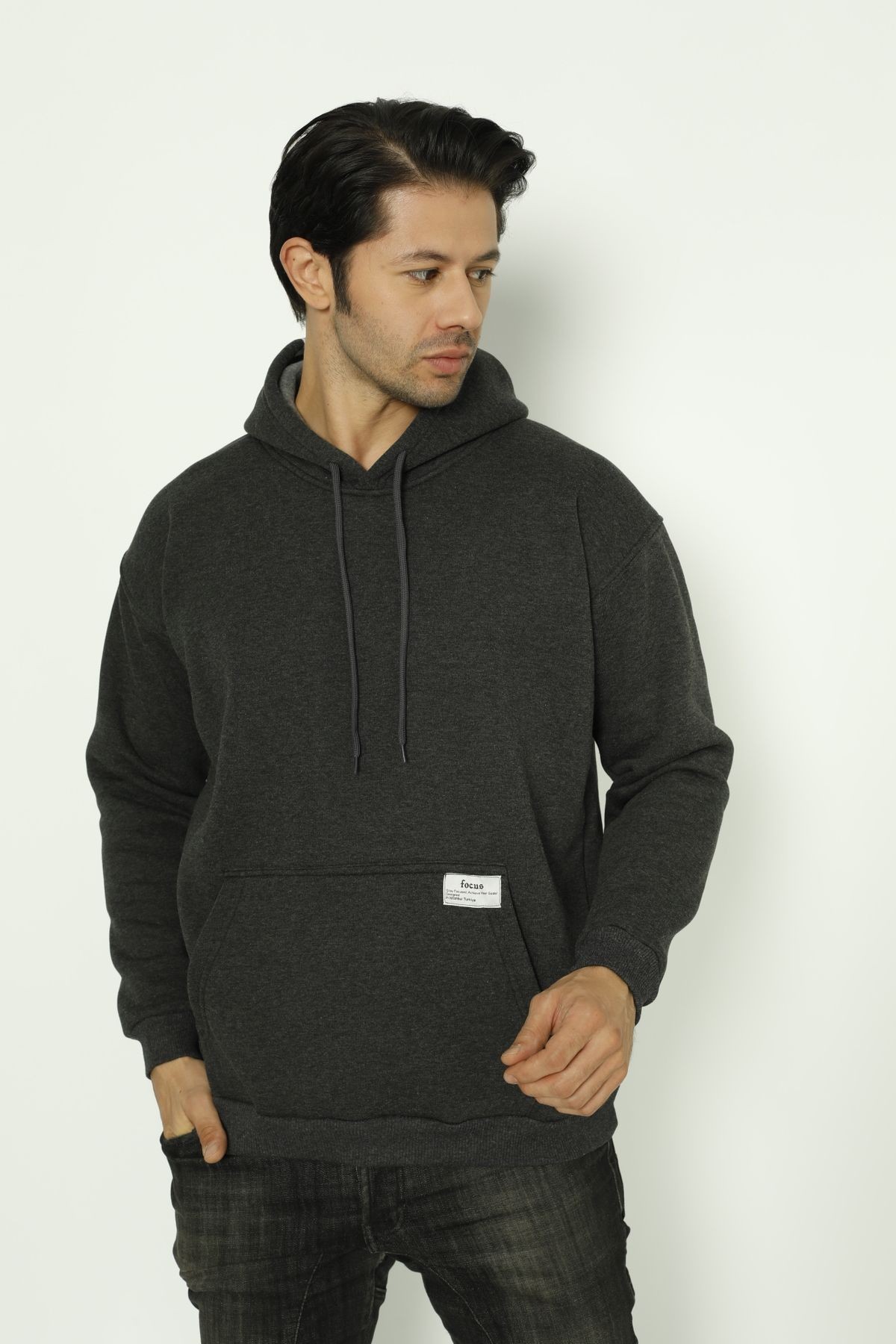 Baskısız Basic Oversize Kapüşonlu Sweatshirt