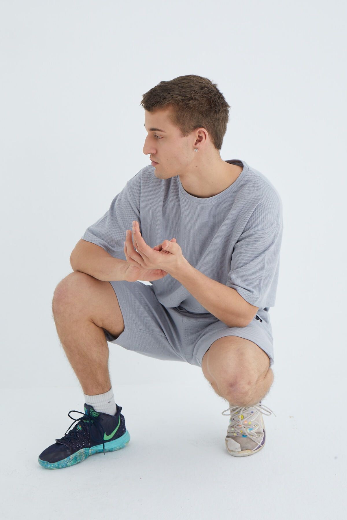 %100 Pamuk Waffle Oversize Spor Takım
