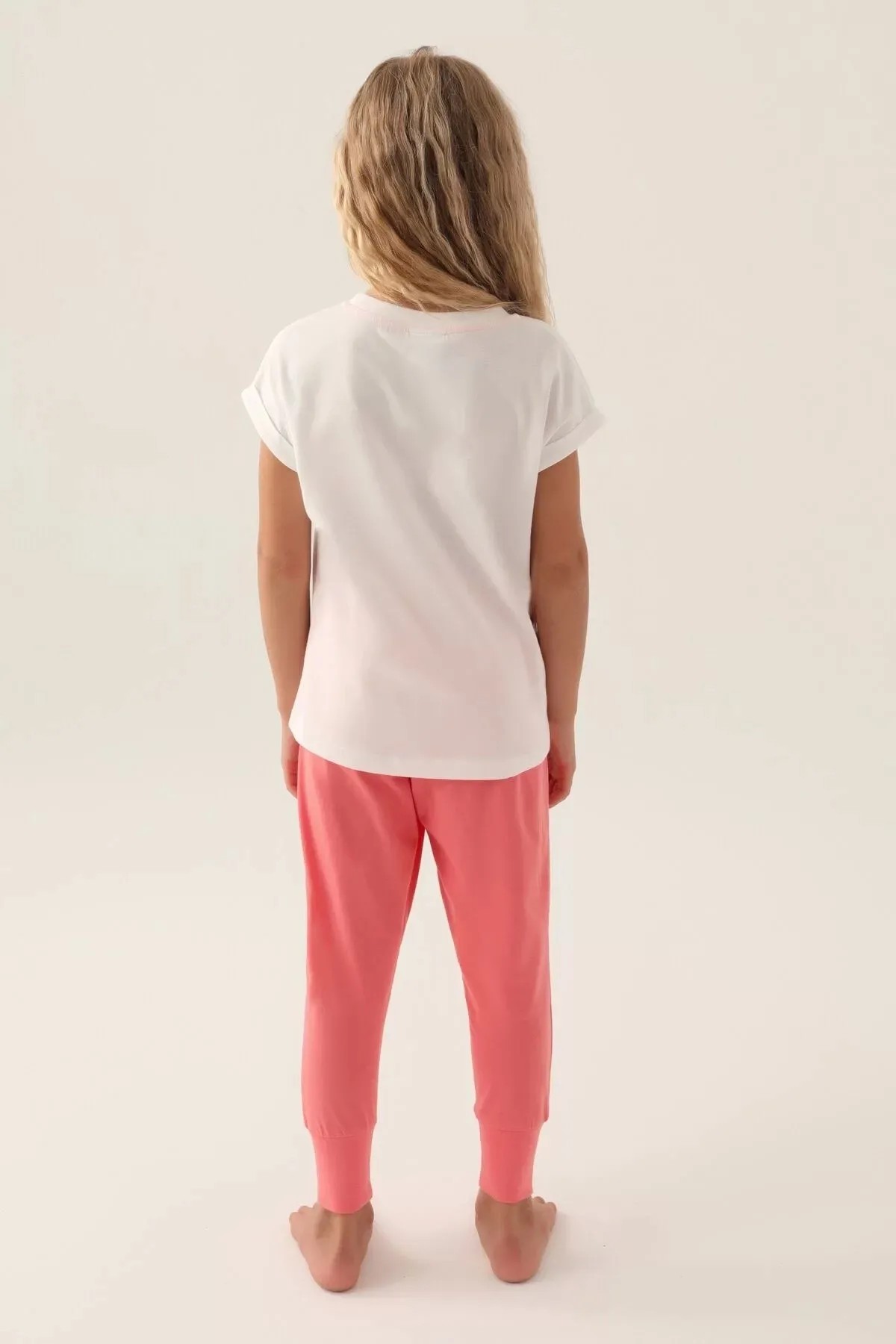 U.S. Polo Assn. Starry Kız Çocuk Kısa Kollu Pijama Takımı Genç Kız Pijama Takımı Kar Melanj/Krem