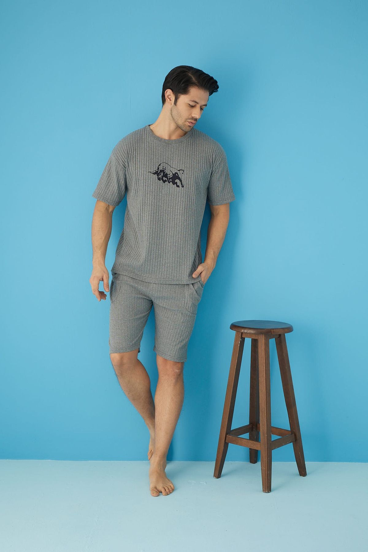 Fitilli Oversize Erkek Kapri Takımı