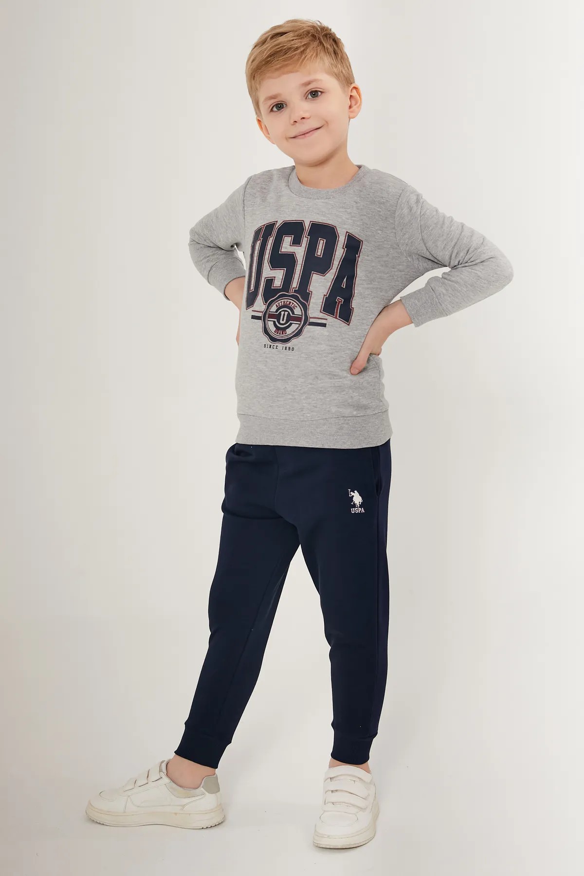 U.S. Polo Assn. Erkek Çocuk Gri Melanj Pijama Takımı 50285646-vr086