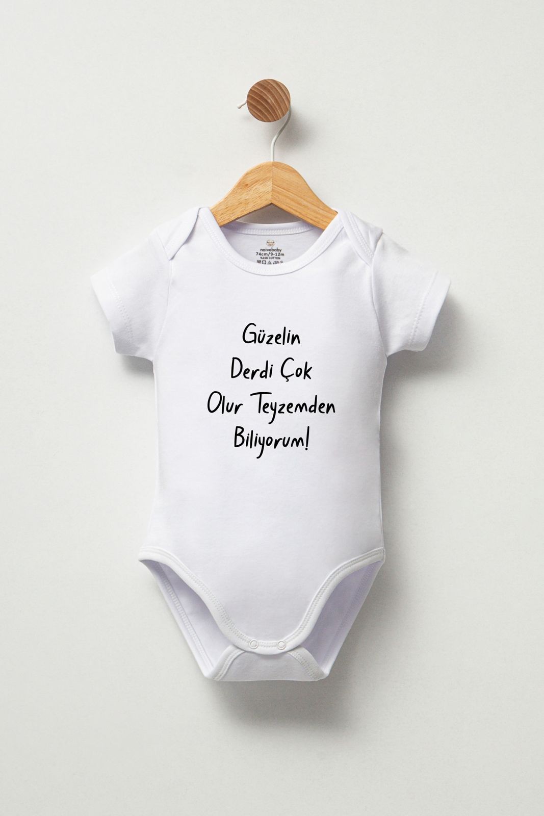 Güzelin Derdi Çok Olur Teyzemden Biliyorum Yazılı Bebek Zıbını